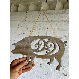 Silueta De Cerdo Calado Con Arabescos