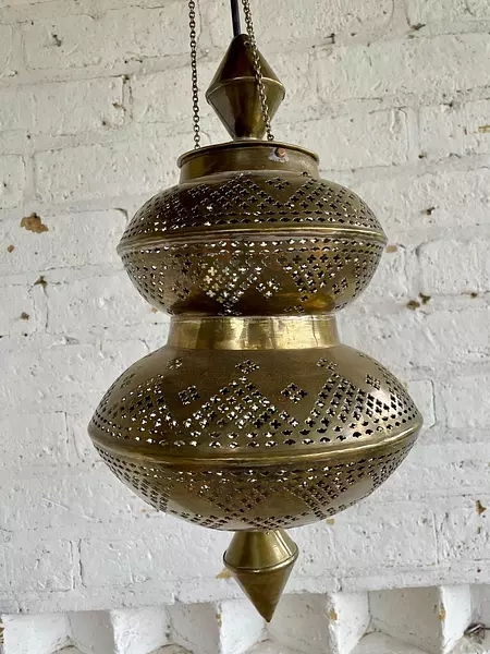 Lámpara Arabe De Bronce - Marruecos 1980