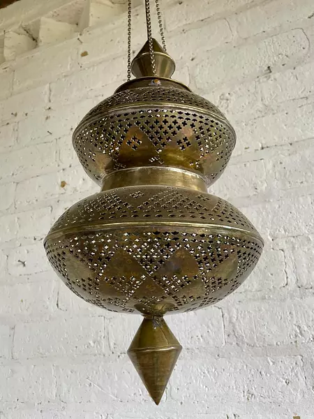 Lámpara Arabe De Bronce - Marruecos 1980