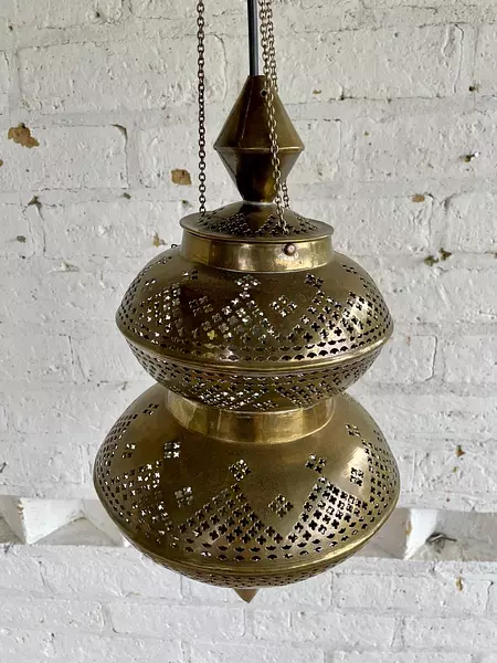 Lámpara Arabe De Bronce - Marruecos 1980