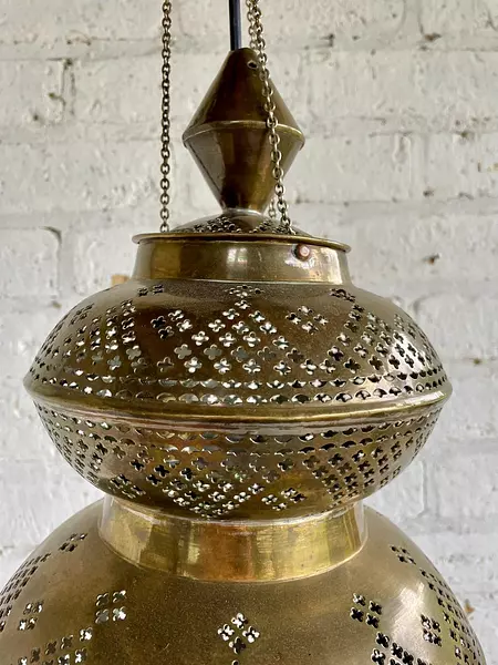 Lámpara Arabe De Bronce - Marruecos 1980