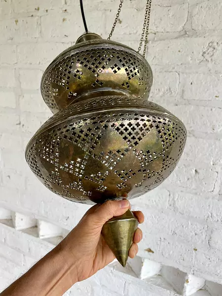 Lámpara Arabe De Bronce - Marruecos 1980