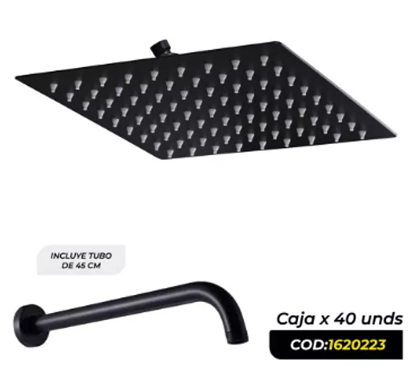 Ducha Cuadrada De 8" Negra