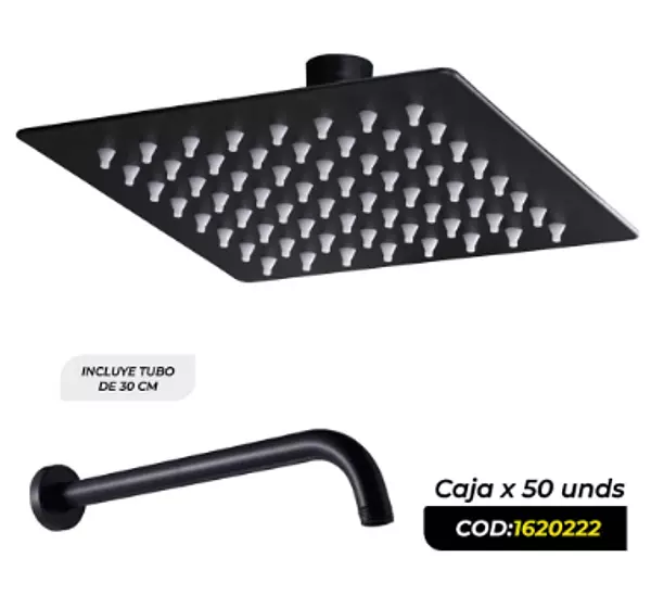 Ducha Cuadrada De 6" Negra