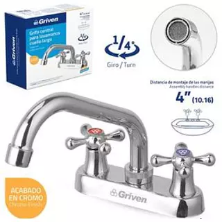 Grifo Central Para Lavamanos Cuello Largo 4" Pza