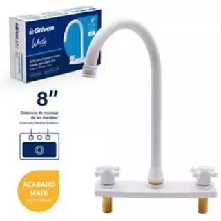 Mezclador 8" Para Fregadero Cruceta Cuello Alto Acero Inoxid