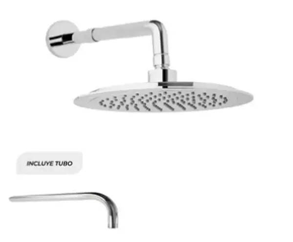Ducha Lluvia Redonda De 6" Incluye Tubo 30cm Acero Inoxidabl