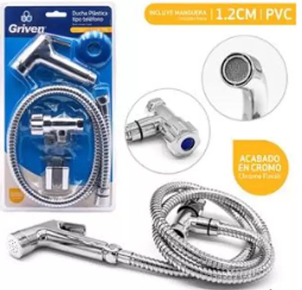 Ducha Plástica P/Baño Tipo Telefono Con Cadena 1.2 Cm Bliste