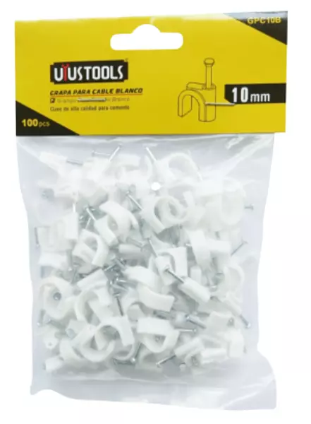 Grapa Para Cable Blanco 9mm 100pcs/Set Uyus