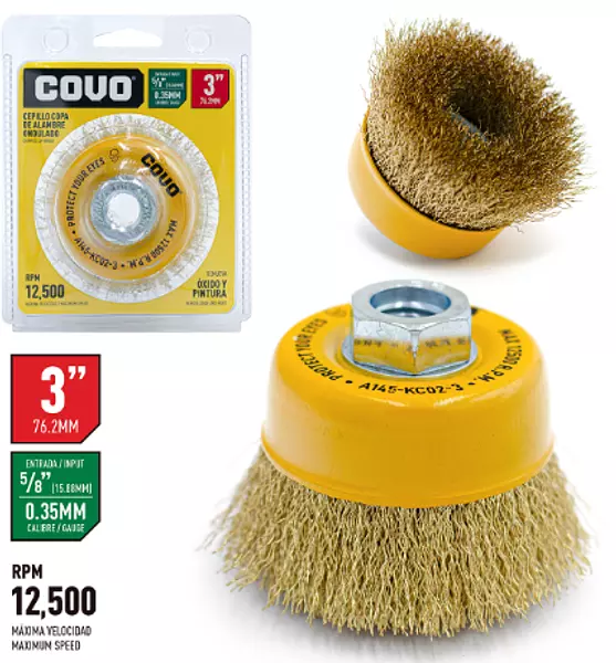 Cepillo Copa Alambre 3" Blister Pza