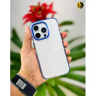 Case Transparente Borde Azul Iphone15pro