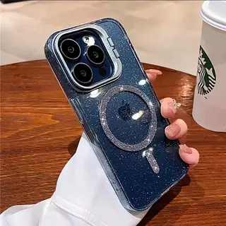 Case Magsafe Azul Escarcha Soporte Iphone 15