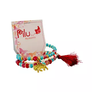 Juego Pulseras Colores x 3 Elefante - Pilu Accesorios