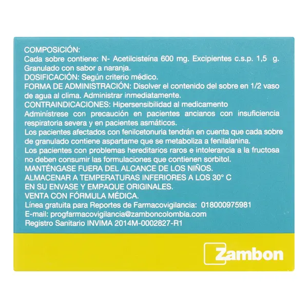 Fluimucil Sobre 600 Mg