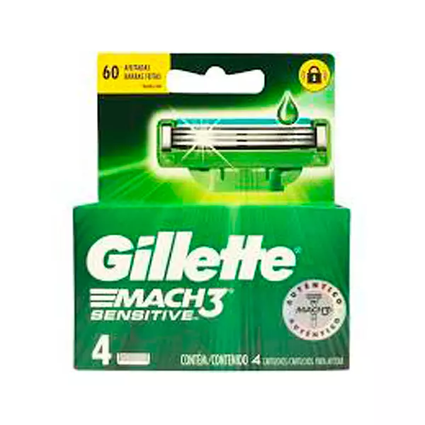 Repuesto Prestobarba Gillette Mach 3 Sensitive x 4