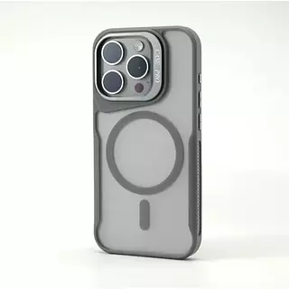 Case Magsafe Gris Mate Soporte Camara Iphone 13/14