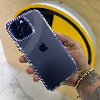 Case Transparente Borde Morado Iphone 15pro+