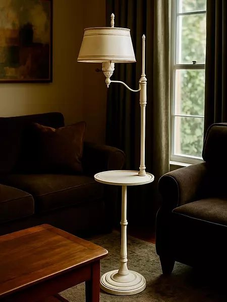 Lámpara Con Mesa Toleware - U.S.A. 1960