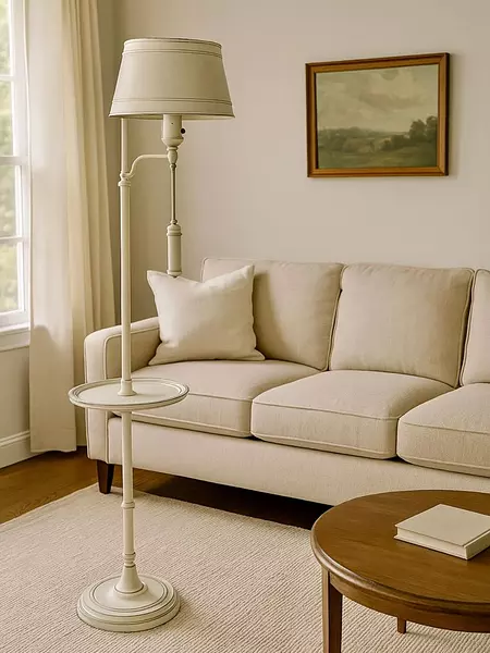 Lámpara Con Mesa Toleware - U.S.A. 1960