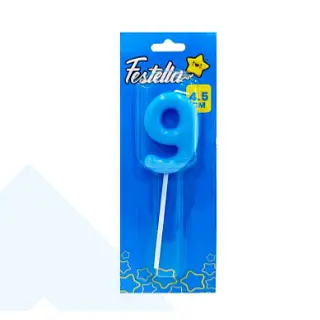 Vela 4.5cm Azul Numero 9
