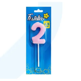 Vela 4.5cm Rosado Numero 2