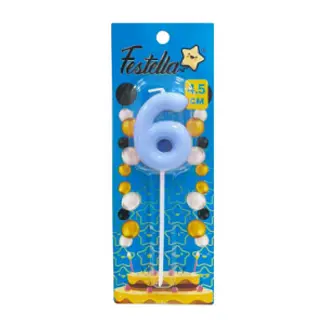 Vela 4.5cm Azul Numero 6