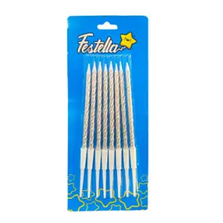 Vela Plateada Blister X8