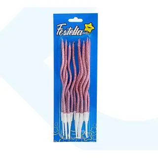 Vela Escarchada Palo De Rosa X12