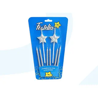 Velas Decorativas Plateadas X8