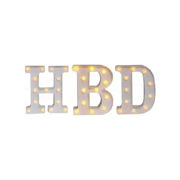 Lampara De Letra Hbd 21.8cm Fondo Blanco Luz Calida