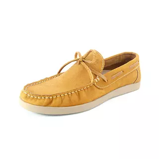 Zapatos Mocasine de Cuero Nobuck Amarillo Suela Avellana
