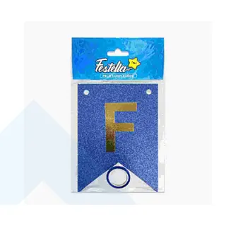 Banderin Feliz Cumpleaños Escarchado Azul