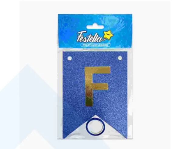 Banderin Feliz Cumpleaños Escarchado Azul