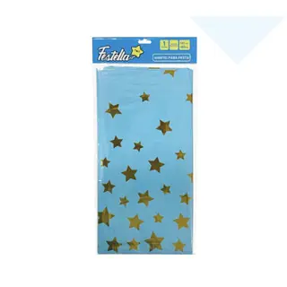 Mantel De Fiesta Estrellas Azul Claro