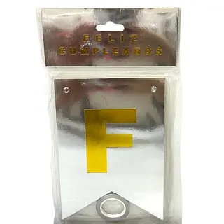 Banderin Feliz Cumpleaños Espejo Plateado