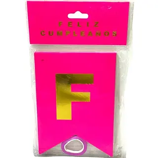 Banderin Feliz Cumpleaños Neon Rosado