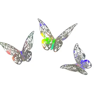 Mariposa 3d Plateado X12