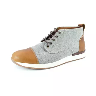 Botin Ingles Lona y Cuero Cafe Suela Deportiva Hueso