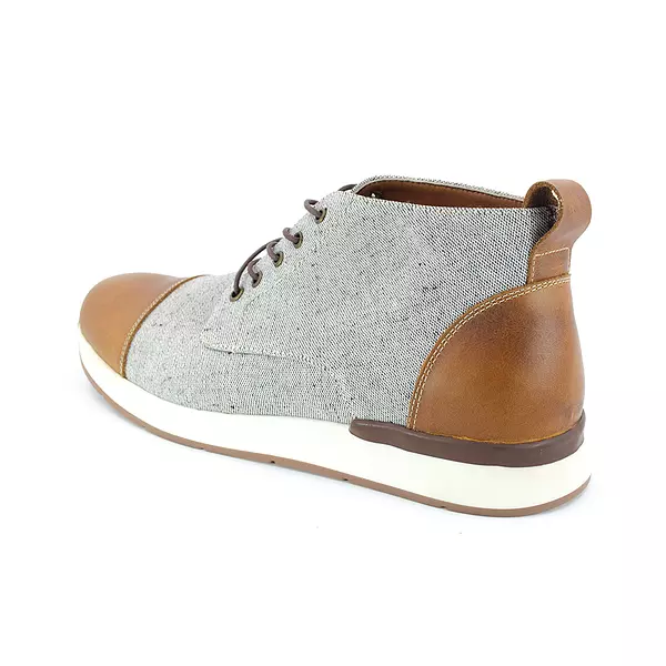 Botin Ingles Lona y Cuero Cafe Suela Deportiva Hueso