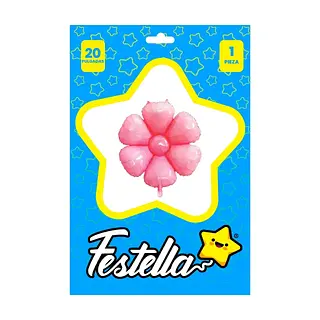 Globo Foil Con Forma De Flor Rosada
