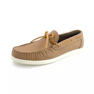 Zapatos Mocasine de Cuero Nobuck Caqui Suela Hueso