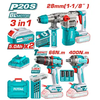 Taladro Atornillador + Pistola De Impacto + Rotomartillo 20v