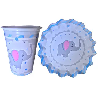 Platos Y Vasos Para Fiesta De Elefante Azul