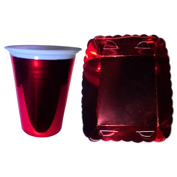 Platos Y Vasos Para Fiesta De Rojo Tornasol