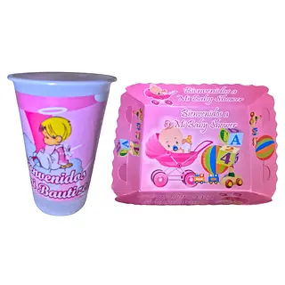 Platos Y Vasos Para Fiesta De Bautizo Rosado