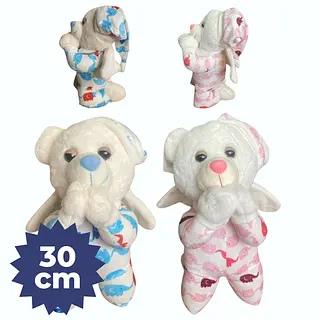 Peluche De Oso Con Pijama Angel De La Guarda