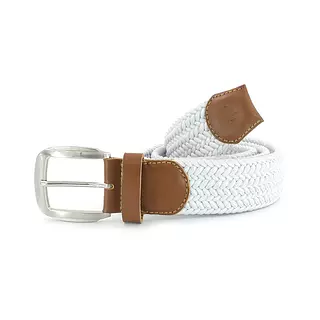 Reata de Cuero y Elastina Cafe con Blanco