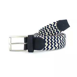 Reata de Cuero y Elastina Bicolor Azul y Blanco