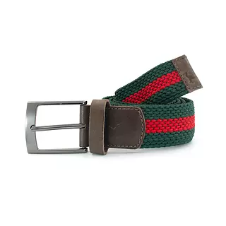 Reata de Cuero y Elastina Bicolor Verde y Rojo