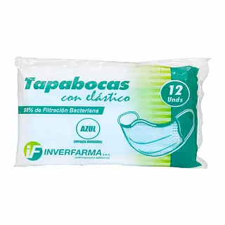 Tapabocas Azul Empaque Individual Inverfarma